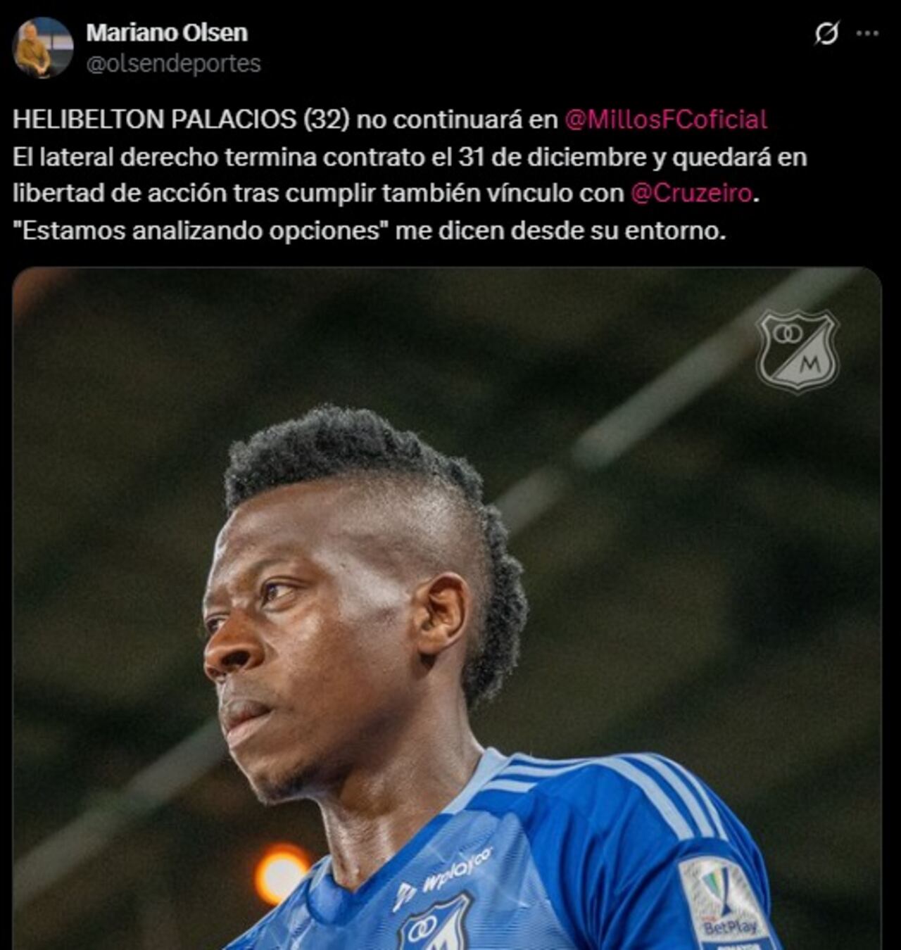 Pantallazo X: @olsendeportes