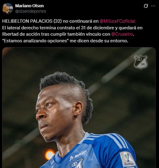 Pantallazo X: @olsendeportes