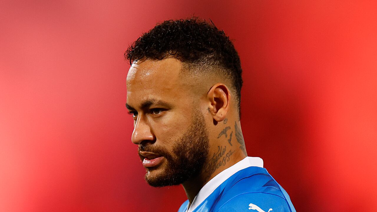 RIYADH, SAUDI ARABIA - SEPTEMBER 29: Neymar of Al Hilal looks on during the Saudi Pro League match between Al Hilal and Al Shabab at Prince Faisal Bin Fahad on September 29, 2023 in Riyadh, Saudi Arabia. (Photo by Francois Nel/Getty Images)