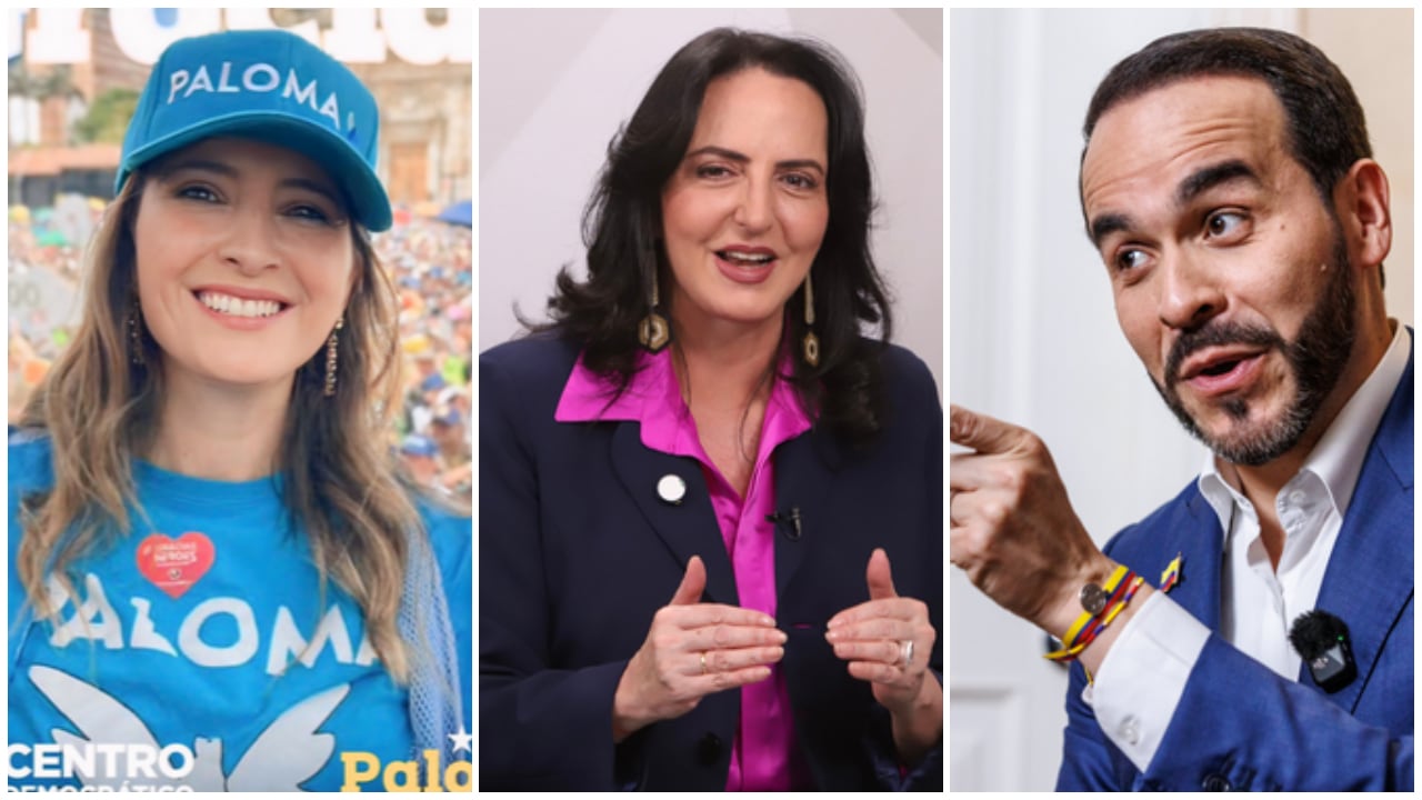 Paloma Valencia, candidata presidencial; María Fernanda Cabal, senadora, y Abelardo de la Espriella, aspirante presidencial