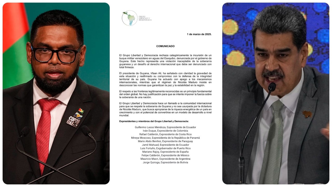 Los expresidentes del Grupo Libertad y Democracia condenaron la agresión de la dictadura de Nicolás Maduro a la Democracia de Guyana.