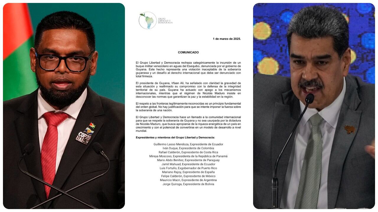 Los expresidentes del Grupo Libertad y Democracia condenaron la agresión de la dictadura de Nicolás Maduro a la Democracia de Guyana.