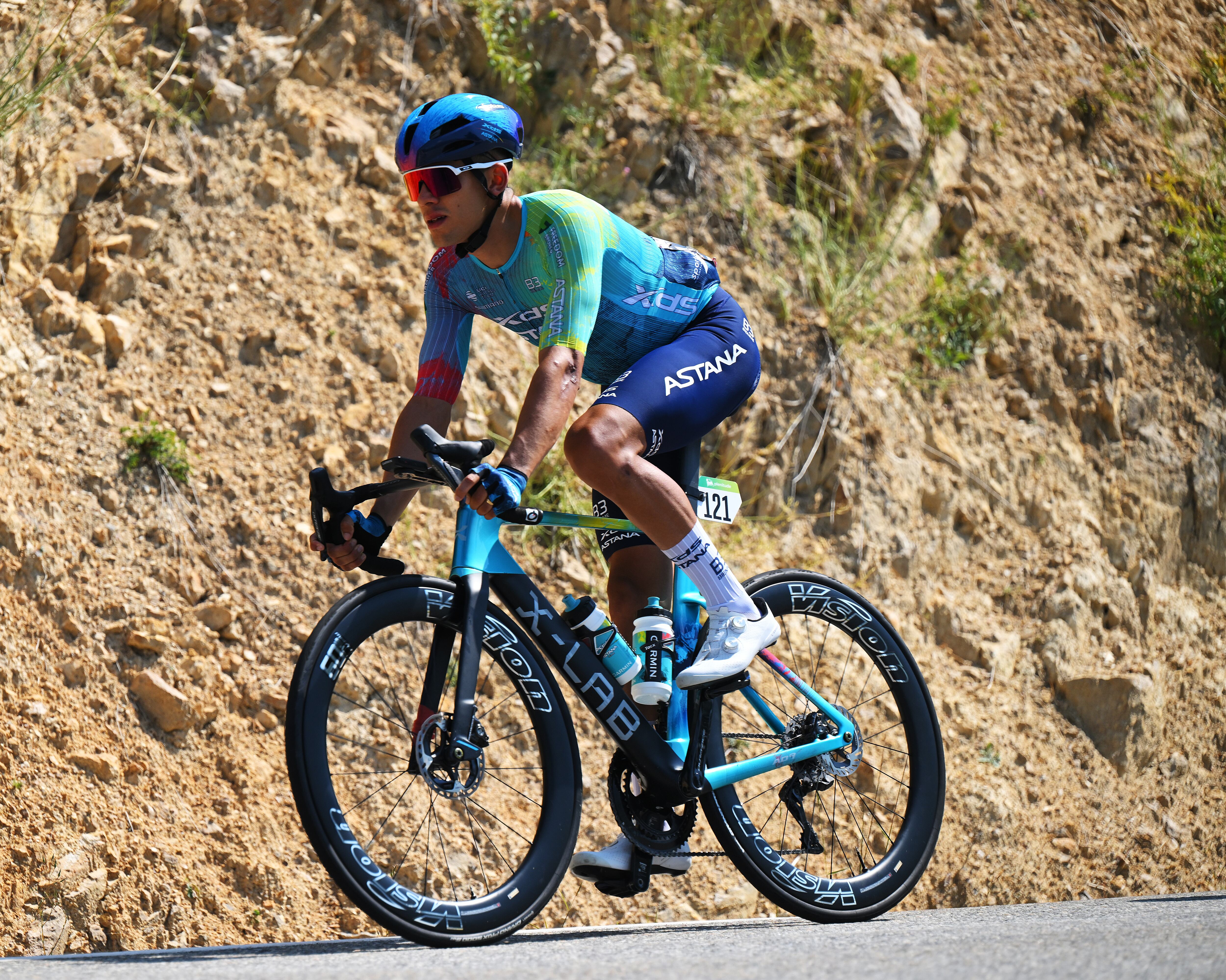 VOIRON, ITALY - AUGUST 26: Harold Tejada of Colombia and Team XDS Astana competes during the La Vuelta - 80th Tour of Spain 2025, Stage 4 a 206.7km stage from Susa to Voiron / #UCIWT / on August 26, 2025 in Voiron, Italy. (Photo by Tim de Waele/Getty Images)