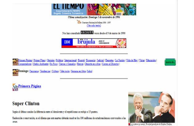 El contador de visitas visible, era sinónimo de orgullo en 1996. Hoy las cifras de tráfico de visitas en las páginas, se suministra solo a los anunciantes. Las empresas informáticas como IBM, fueron las primeras en anunciar en internet ya que los primeros usuarios eran ingenieros y empresarios.