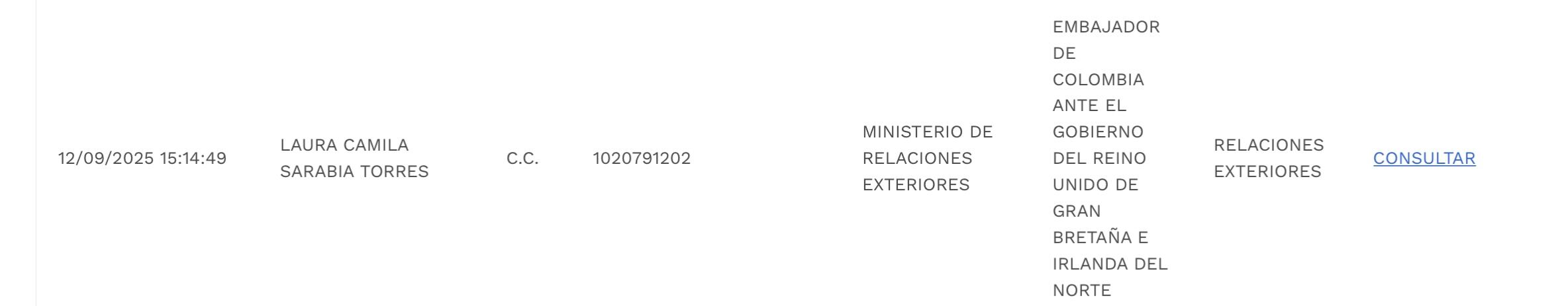 Hoja de vida de Laura Sarabia para asumir el cargo de embajadora de Colombia en el Reino Unido