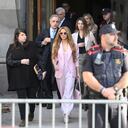Colombian singer Shakira (C) leaves the High Court of Justice of Catalonia after attending her trial on tax fraud, in Barcelona on November 20, 2023. Colombian superstar Shakira has reached a deal with prosecutors to end her trial for allegedly defrauding the Spanish state of 14.5 million euros ($15.7 million) on income earned between 2012 and 2014, a Barcelona court said. Under the deal, the 46-year-old agreed to receive a three-year suspended sentence in exchange for paying millions of euros in fines, the head of the court said on what would have been the first day of her trial. (Photo by Josep LAGO / AFP)