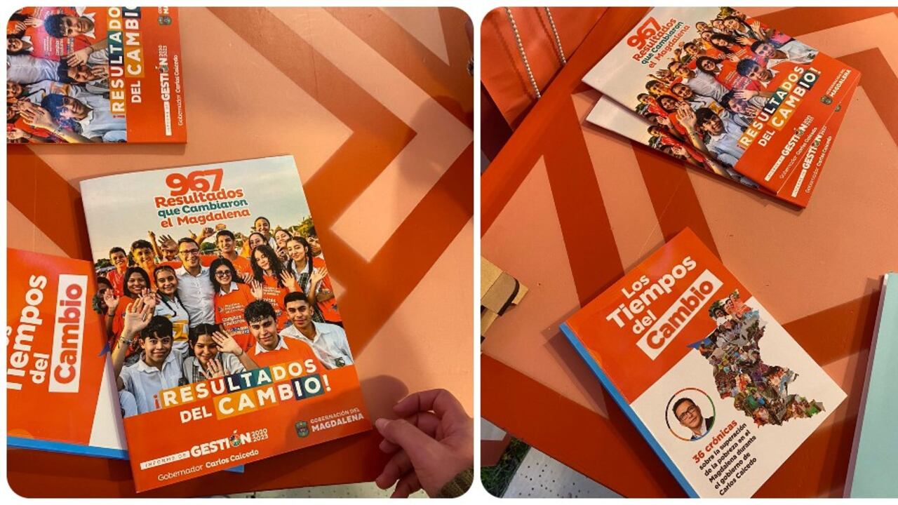 Libros de Carlos Caicedo que fueron exhibidos durante la feria de regiones en Bogotá.