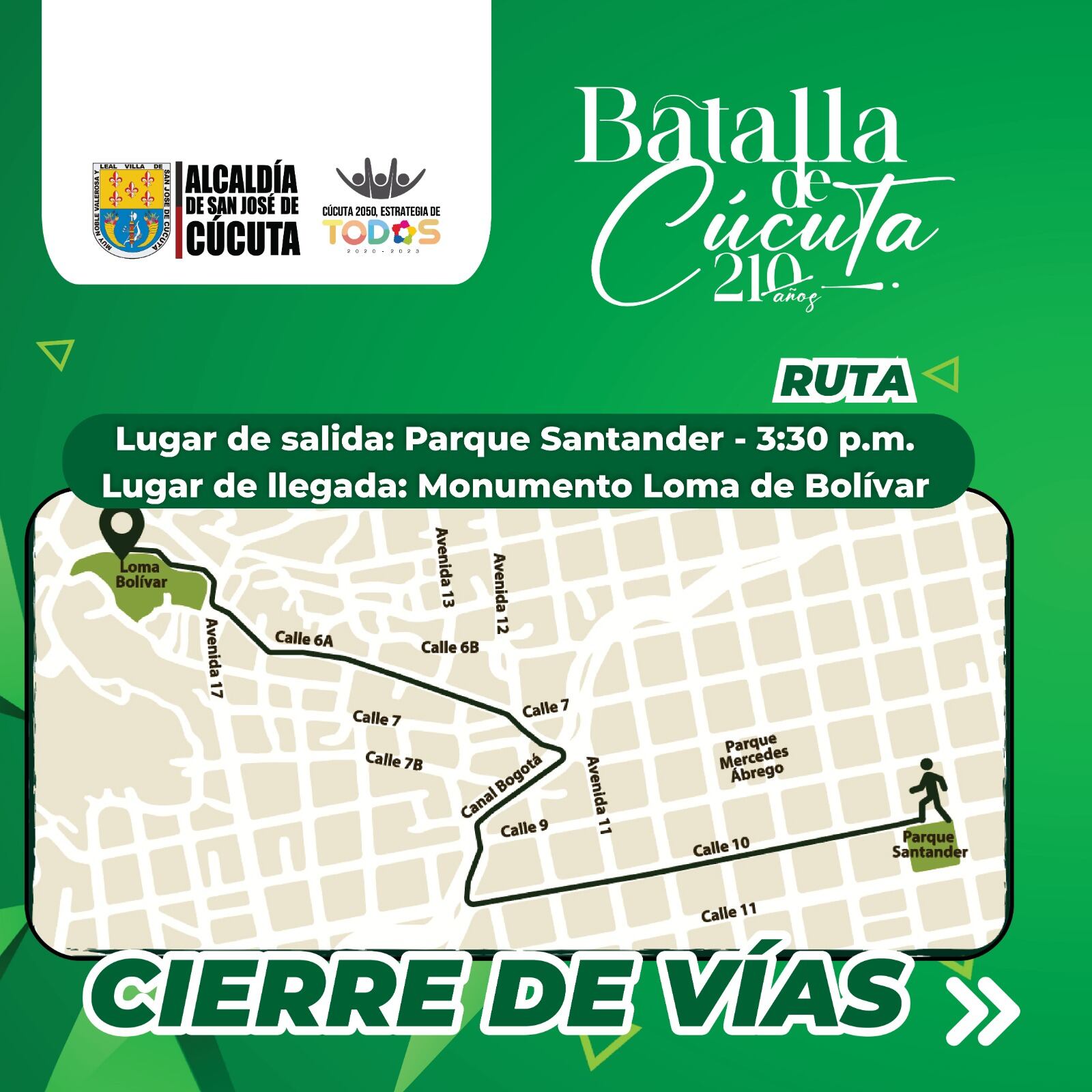 Esta es la ruta de la banda marcial.