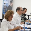 El fiscal Francisco Barbosa y la vicefiscal Martha Mancera, en reunión con las autoridades de Santander.