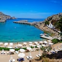 Grecia, el archipiélago del Dodecaneso, la isla de Rodas, Lindos, la playa de San Pablo