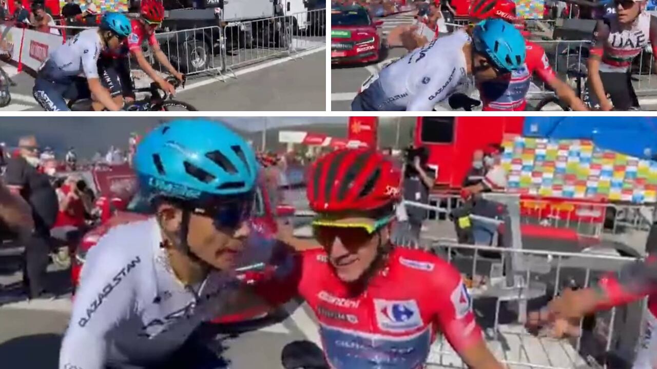 Miguel Ángel López y Remco Evenepoel tras la etapa 20 de la Vuelta a España 2022.