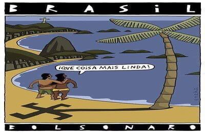 La sombra de una palmera se convierte en una esvástica. 