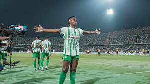 Alfredo Morelos celebrando su gol frente a Deportivo Pereira
