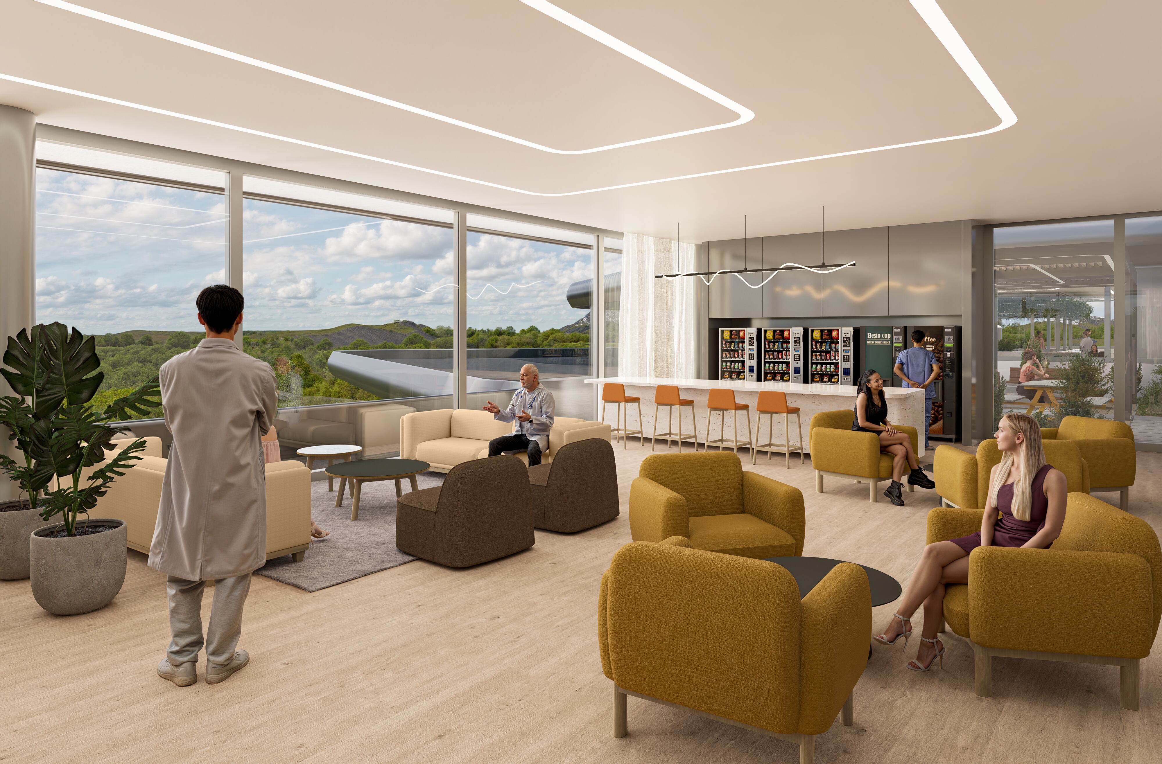 Tendrá un exclusivo Medical Lounge ubicado en el último piso del centro médico, diseñado con elegantes áreas de descanso y una ambientación de lujo.