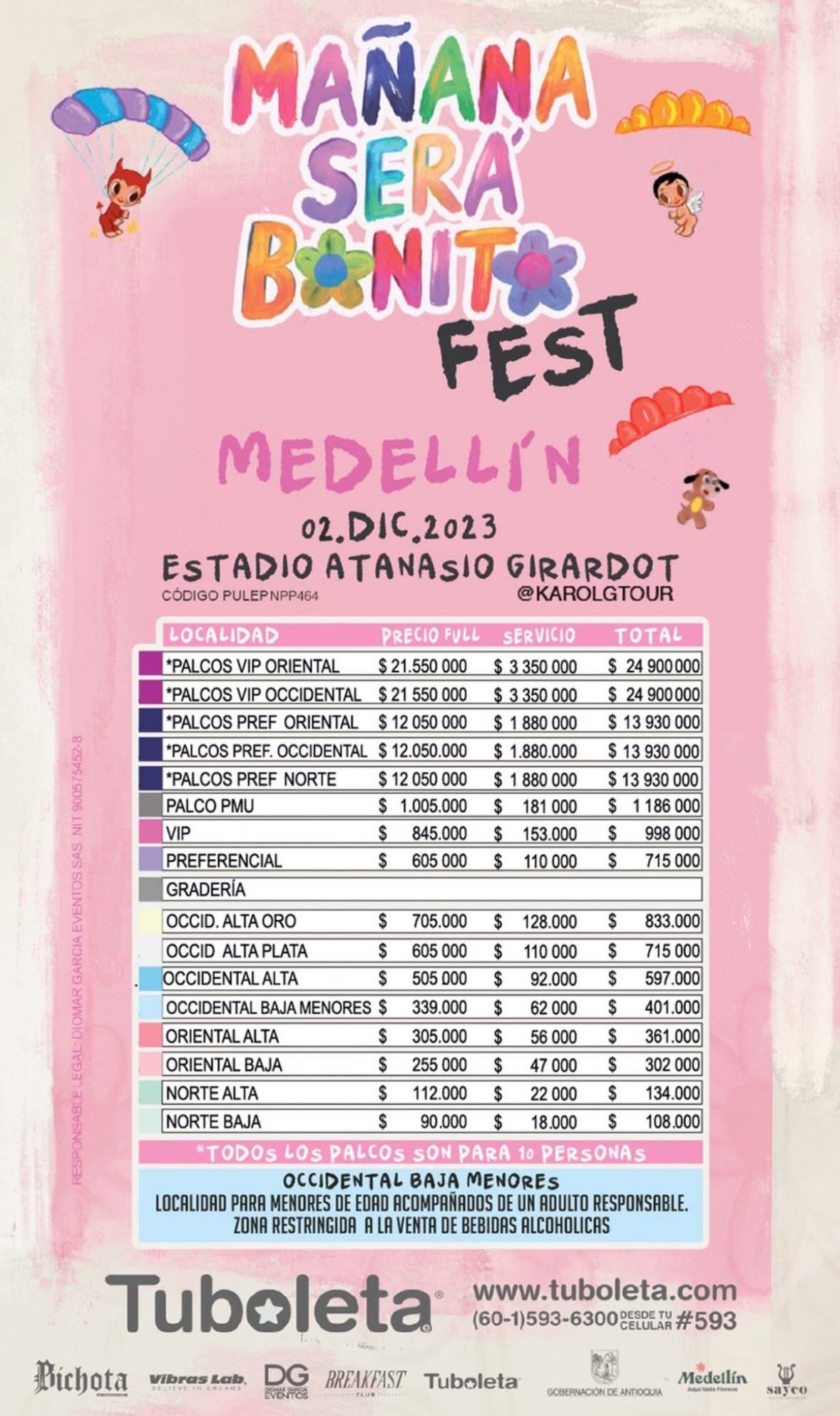 Los precios de la nueva fecha se mantienen igual