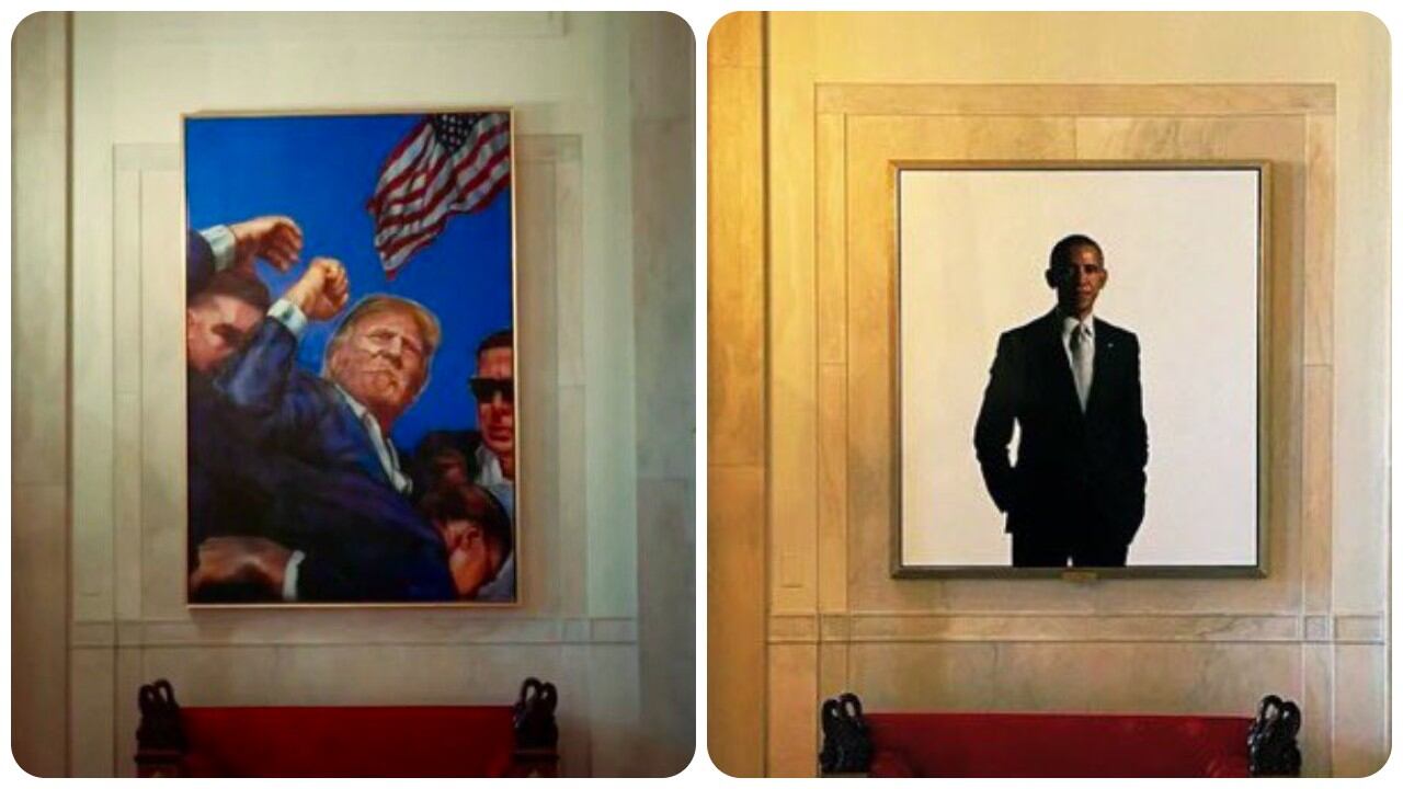 La Casa Blanca colocó un cuadro del atentado a Donald Trump en el vestíbulo donde antes estaba la fotografía de Barack Obama.