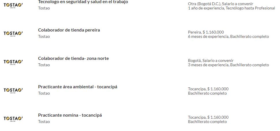 Revise todas las oportunidades disponibles en Tostao, ingresando en el portal de empleos de Semana: https://www.semana.com/empleos/