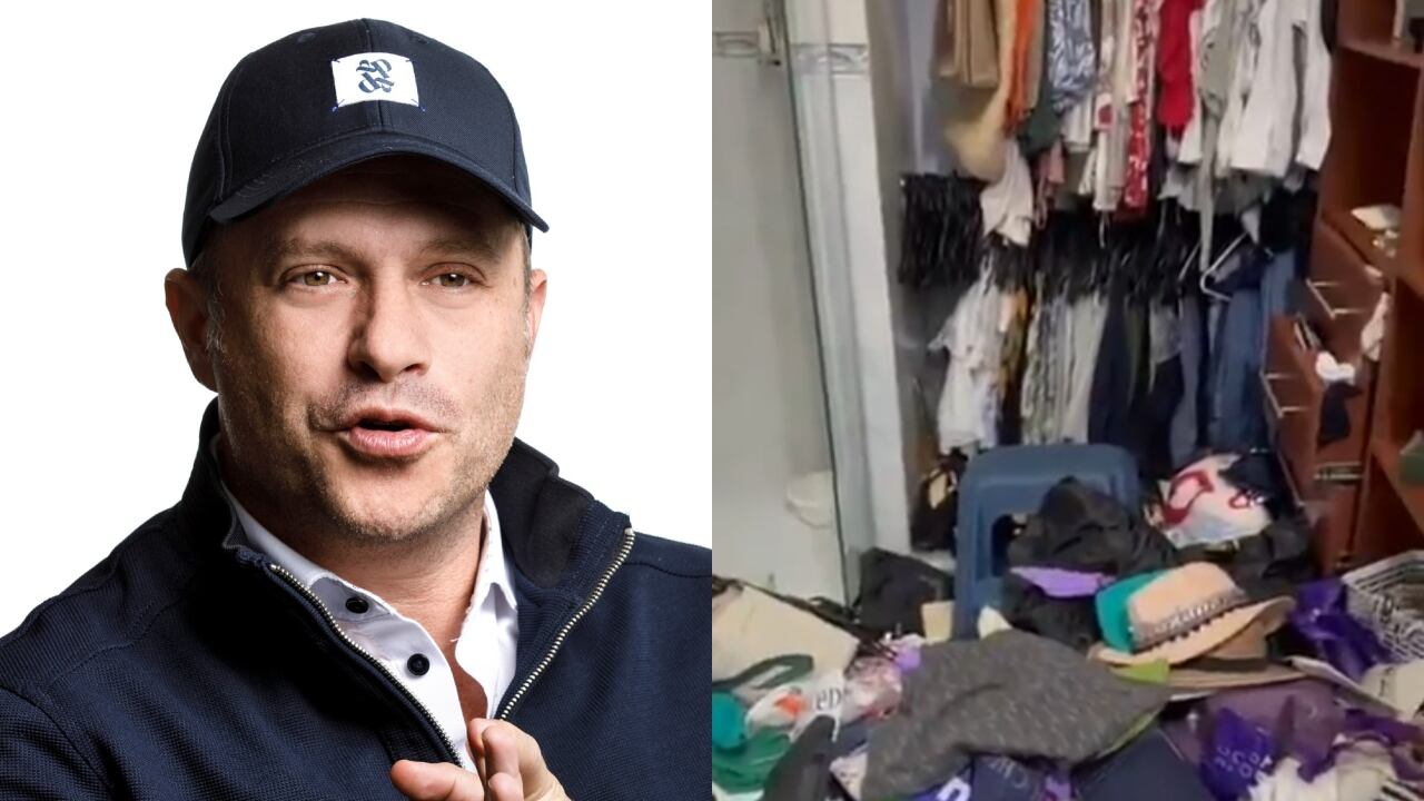 Héctor Olimpo y una imagen del video que publicó sobre lo ocurrido en el apartamento de su mamá.