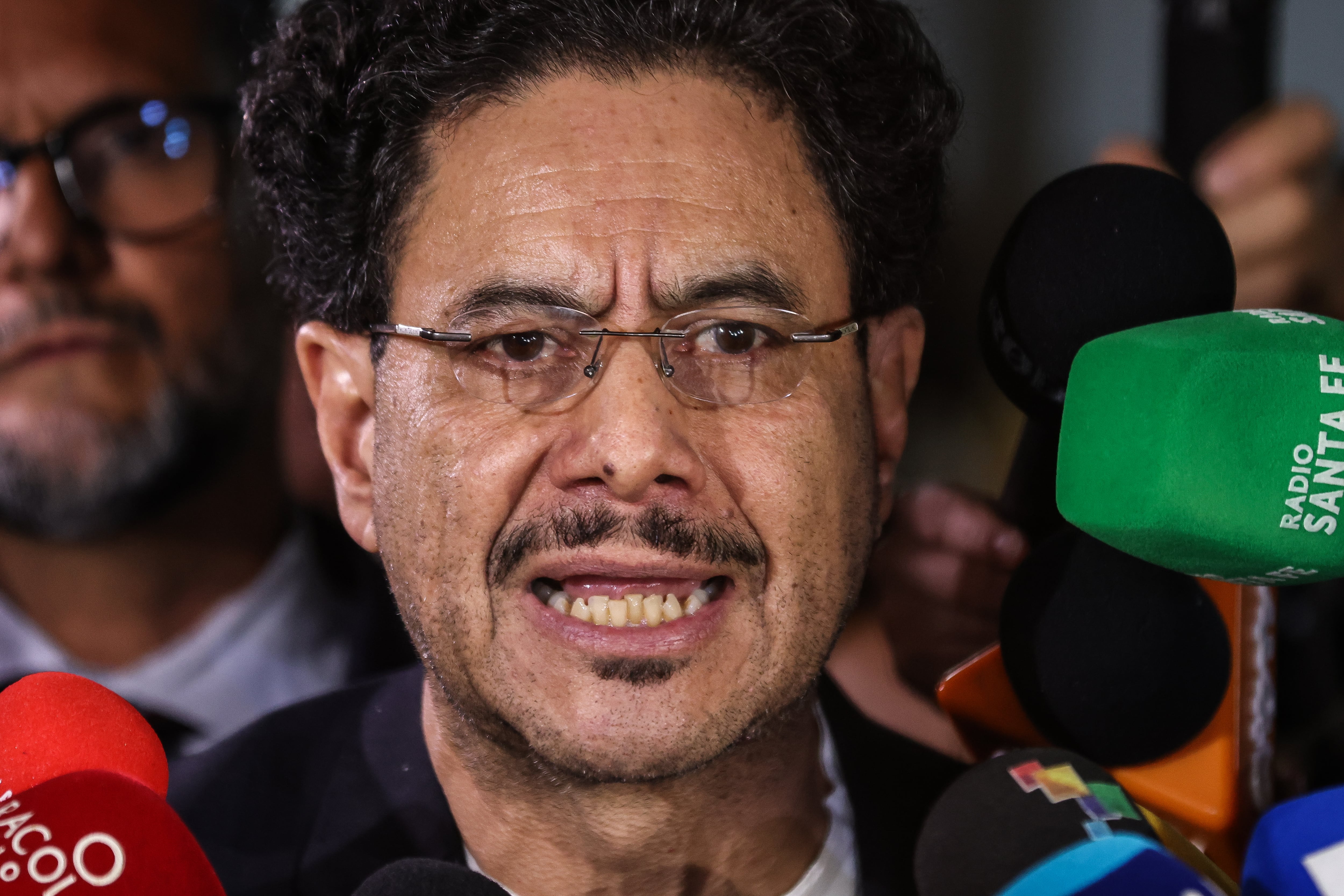 Bogotá, Julio 28 de 2025. Juicio  Álvaro Uribe el senador Iván Cepeda y el abogado Miguel Angel del río ofrecieron declaraciones a medios.