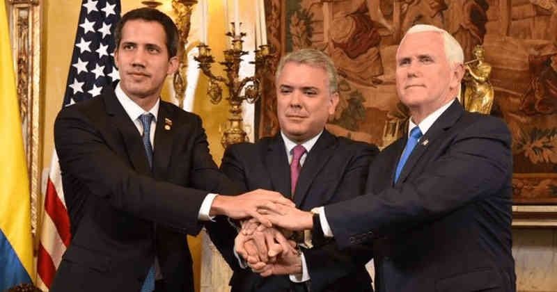 Juan Guaidó, Iván Duque y Mike Pence. Foto vía @USAenEspanol.