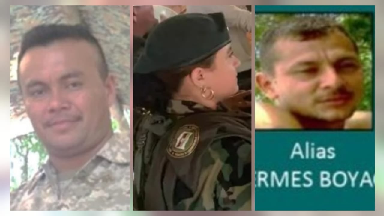 De izq a der, alias Calarcá, alias Erika y alias Hermes Boyaco. integrantes de las disidencias de las Farc en Caquetá.