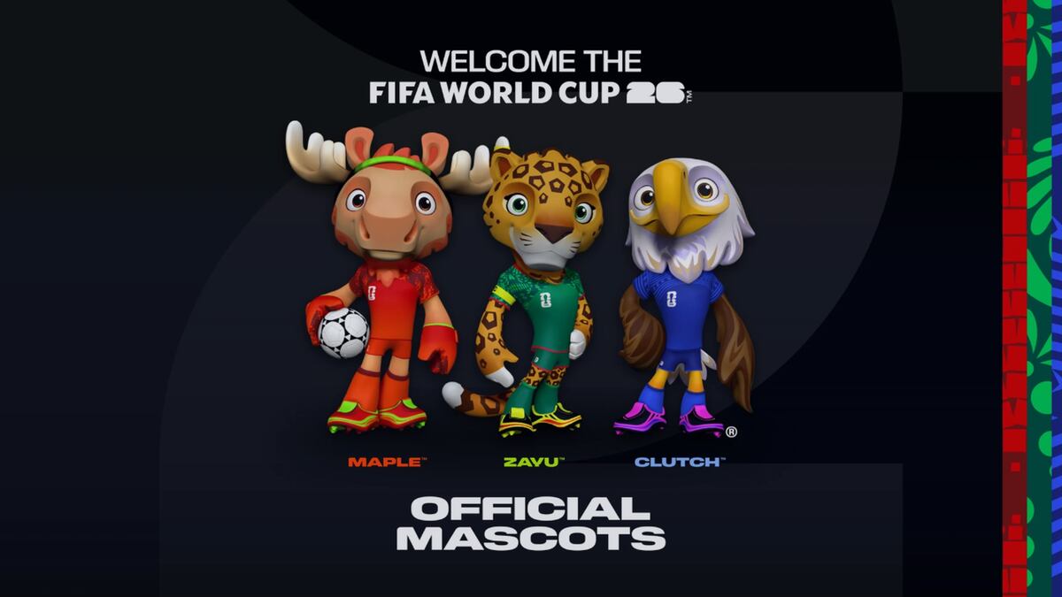 Mascotas oficiales de la Copa Mundial de Fútbol 2026: Clutch, Zayu y Maple.