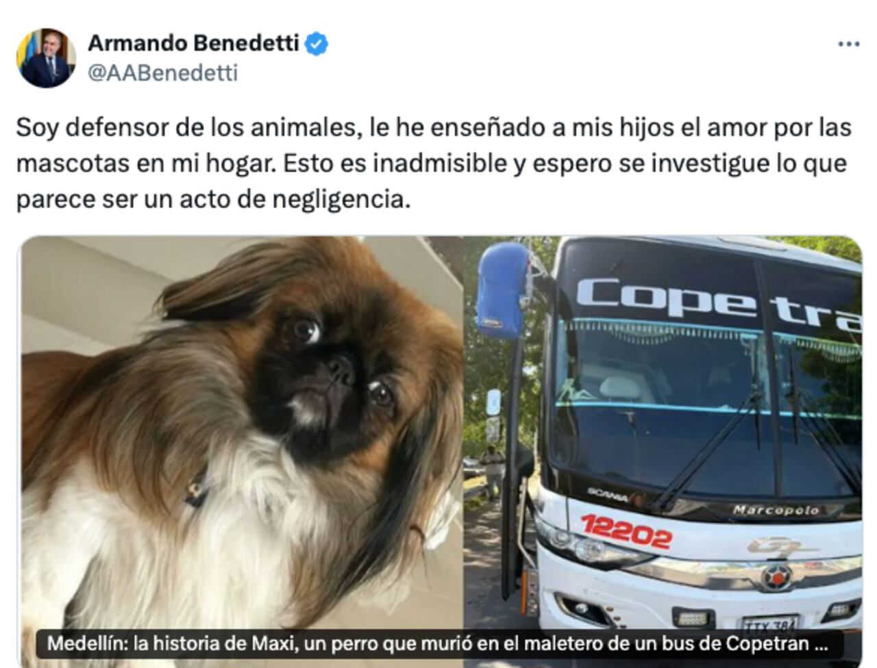 El mensaje de Armando Benedetti tras la muerte de Maxi.