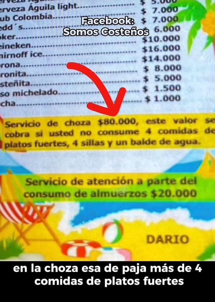 Precios en playas de Sabanilla, Atlántico