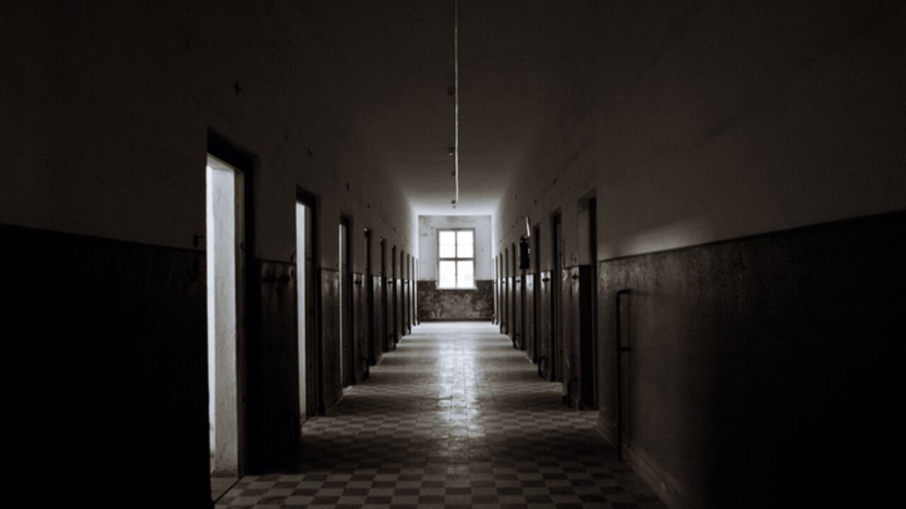 The corridor of an old abandoned prison