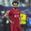Liverpool's Mohamed Salah reacts after the Champions League final soccer match between Liverpool and Real Madrid at the Stade de France in Saint Denis near Paris, Saturday, May 28, 2022. Real won 1-0. (AP Photo/Petr David Josek)