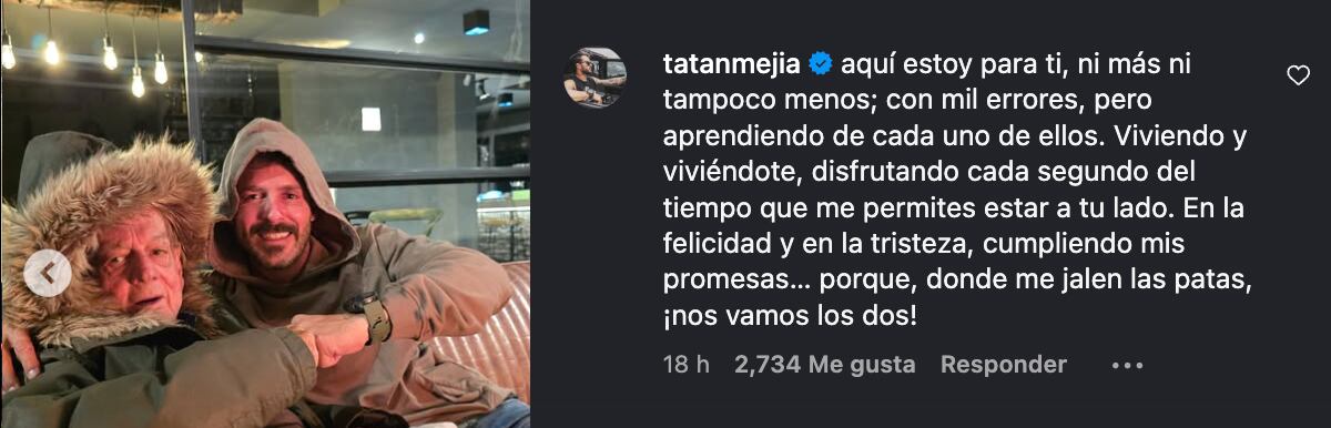 Tatán Mejía respondió el amoroso mensaje que Maleja Restrepo le dedicó por su cumpleaños.