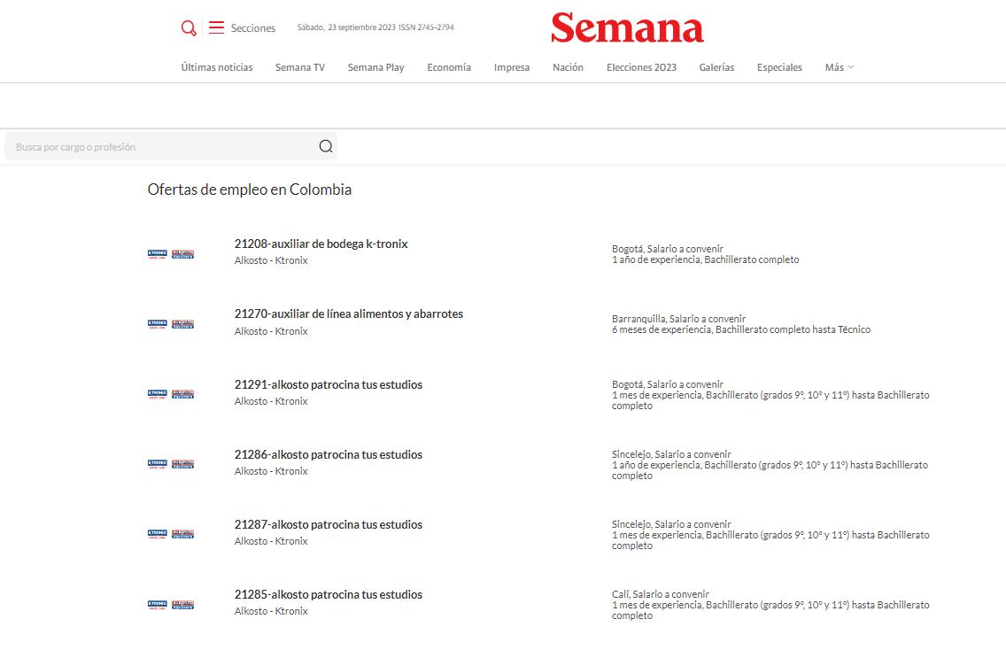 Las ofertas de empleo en Semana.com
