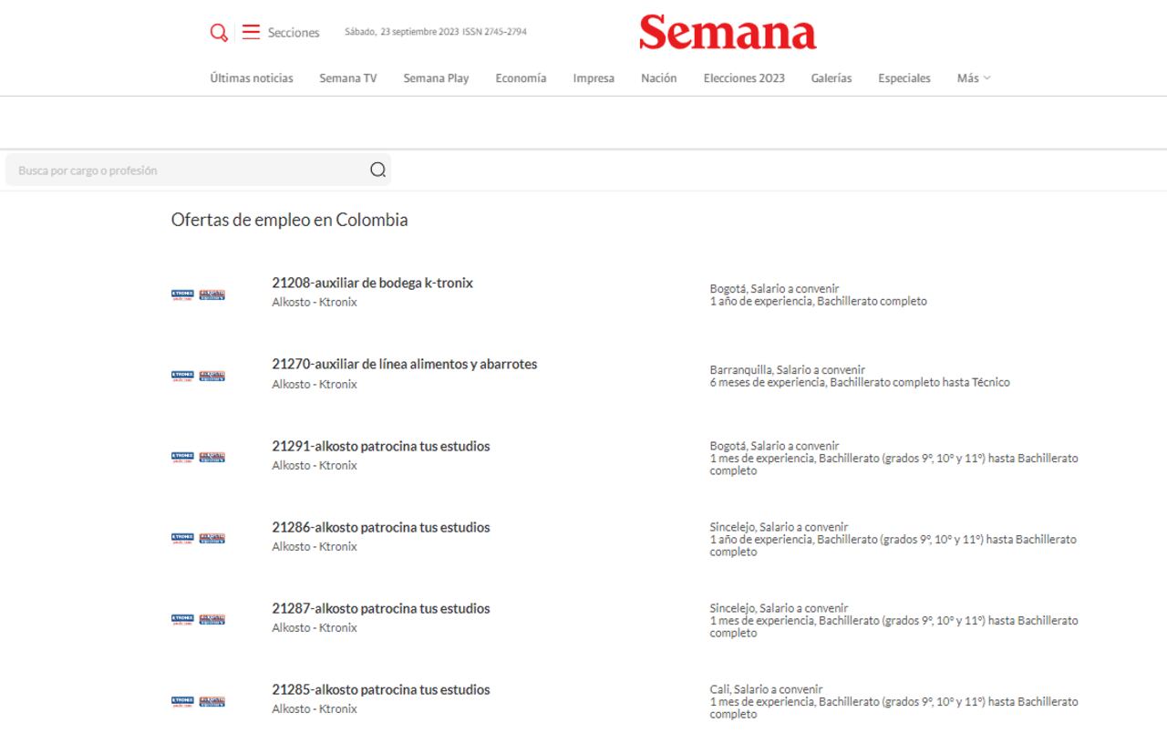 Las ofertas de empleo en Semana.com
