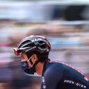 Team Ineos rider Colombia's Egan Bernal arrives to take the start of the sixth stage of the Giro d'Italia 2021 cycling race, 160 km between Grotte di Frasassi and Ascoli Piceno (San Giacomo) on May 13, 2021. (Photo by Dario BELINGHERI / AFP)