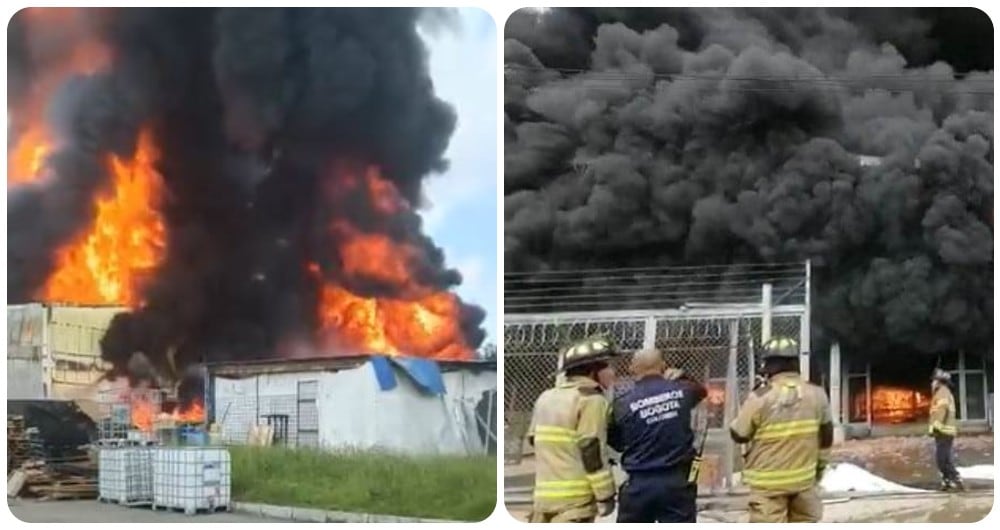 El incendio se presentó en una bodega de colchones en la salida por la calle 80