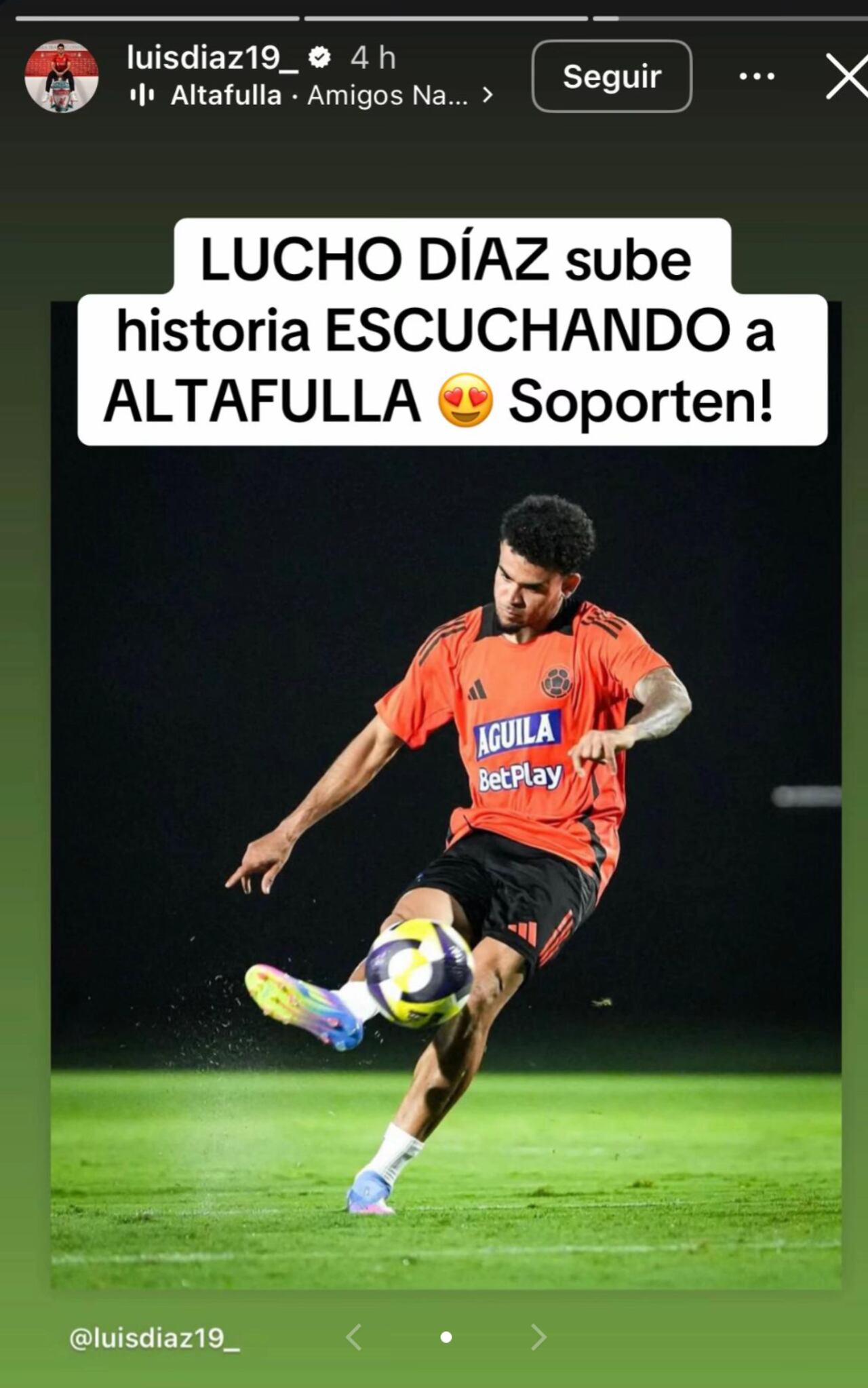 Lucho Díaz mostró su apoyo a Altafulla en 'La casa de los famosos Colombia'.