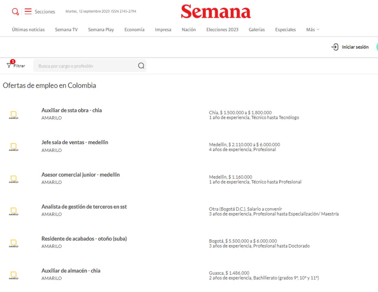 Las ofertas de empleo que hay disponibles en el portal de Semana.com