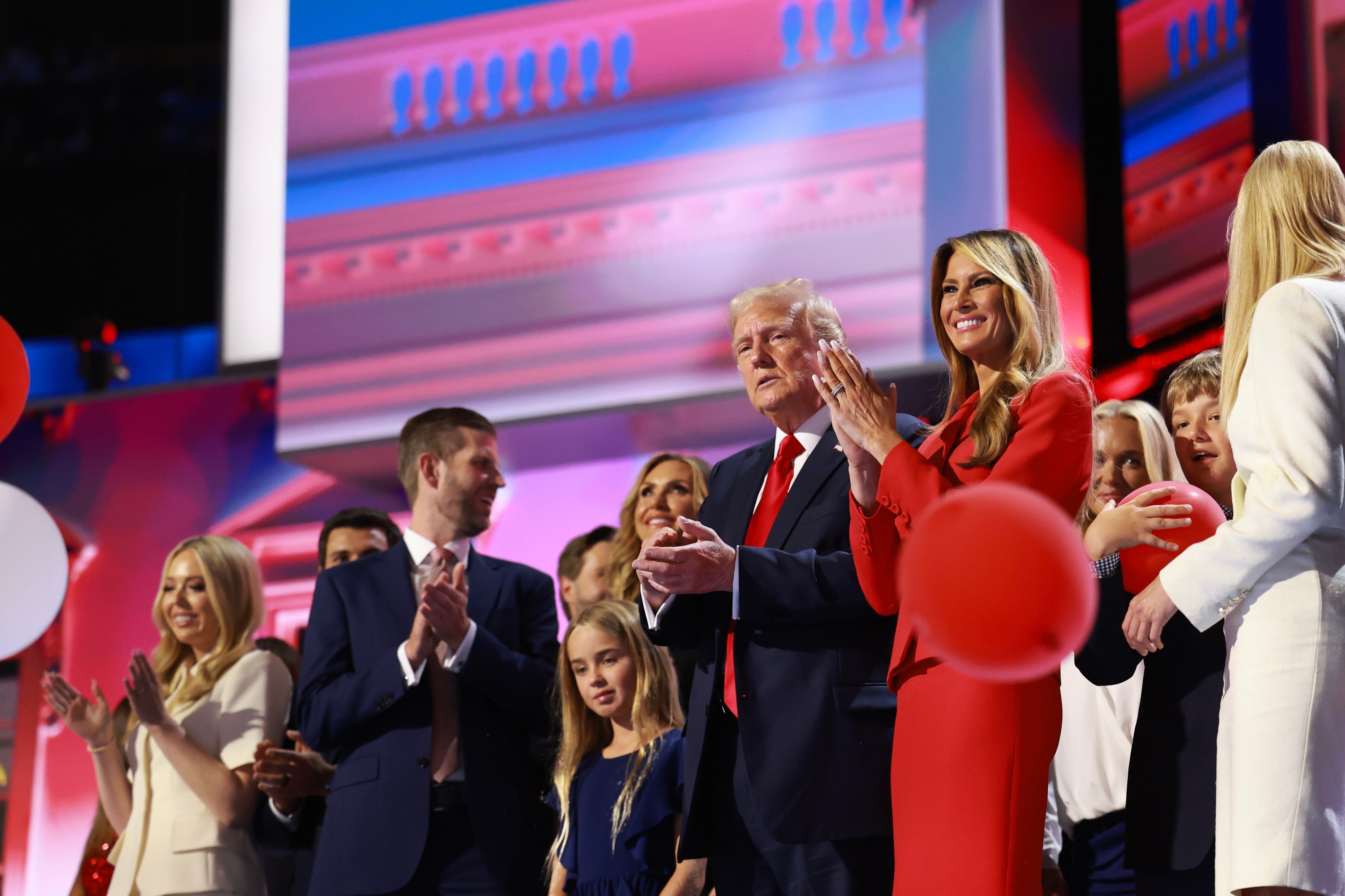 Donald Trump junto a su familia en la Convención Nacional Republicana.