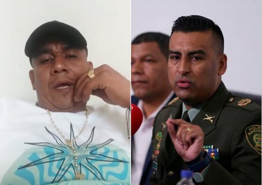 Ober Ricardo Martínez Gutiérrez, alias el Negro Ober, (derecha), coronel Daniel Gutiérrez, director del Inpec (Izquierda)