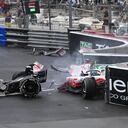 El piloto de Haas Mick Schumacher de Alemania se estrella durante el Gran Premio de Fórmula Uno de Mónaco