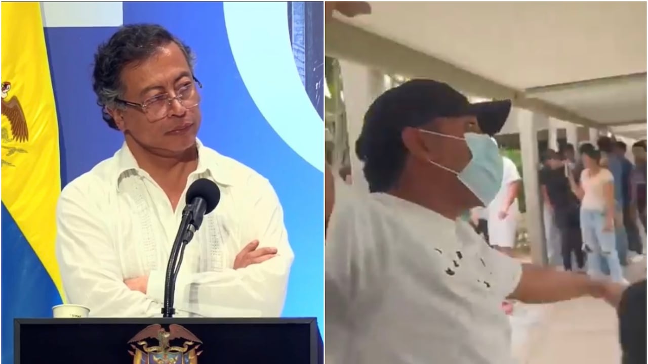 Presidente Gustavo Petro y manifestante en la Universidad del Atlántico.