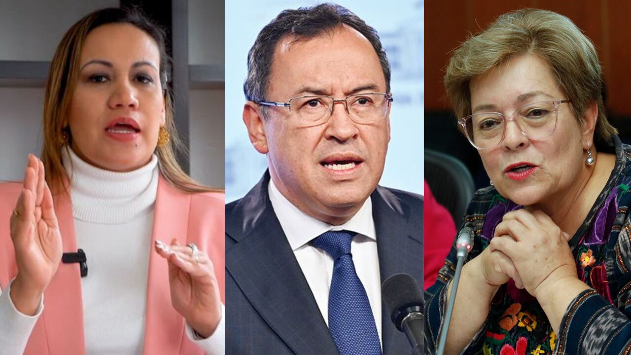 Los ministros de Salud, Carolina Corcho (izq.); Interior, Alfonso Prada, y Trabajo, Gloria Inés Ramírez.