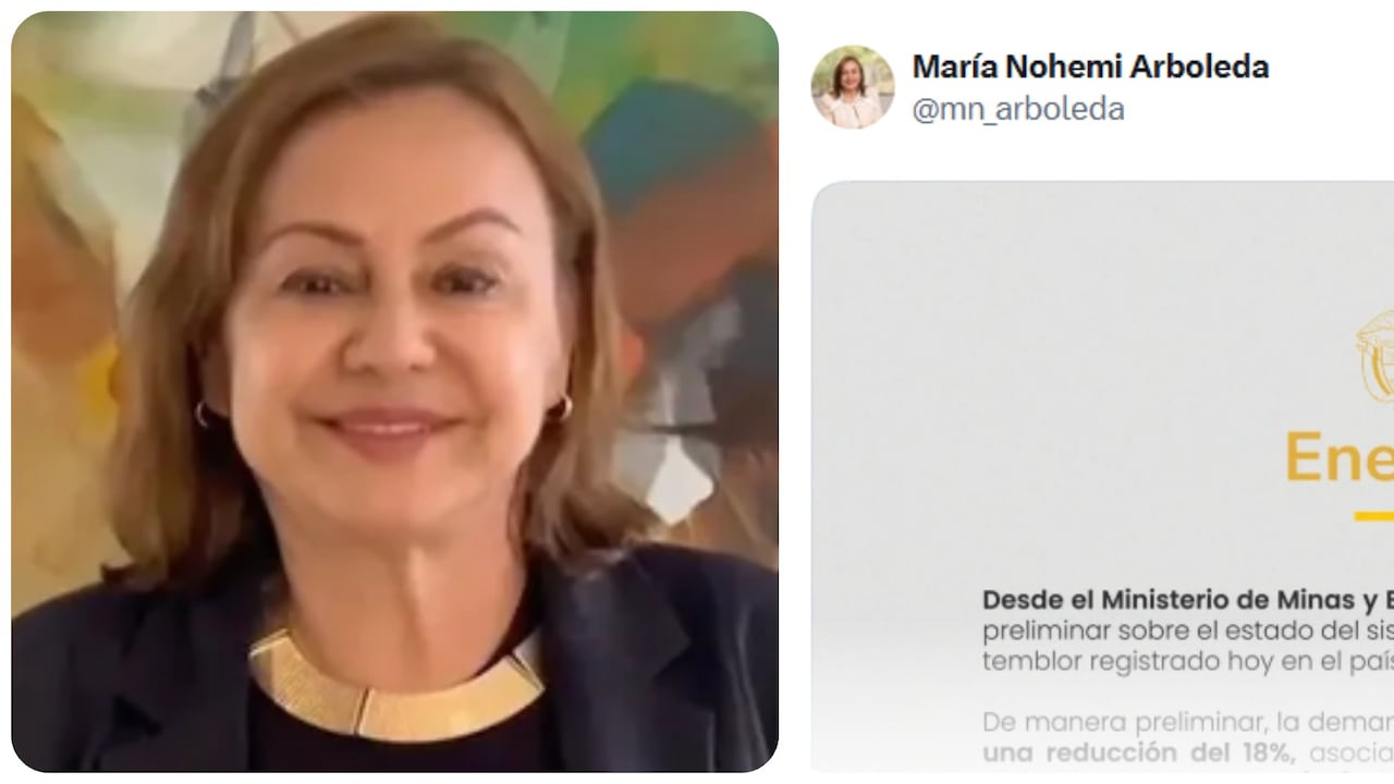María Nohemí Arboleda, ministra de Minas y Energía, en su primer pronunciamiento luego del terremoto en Colombia.