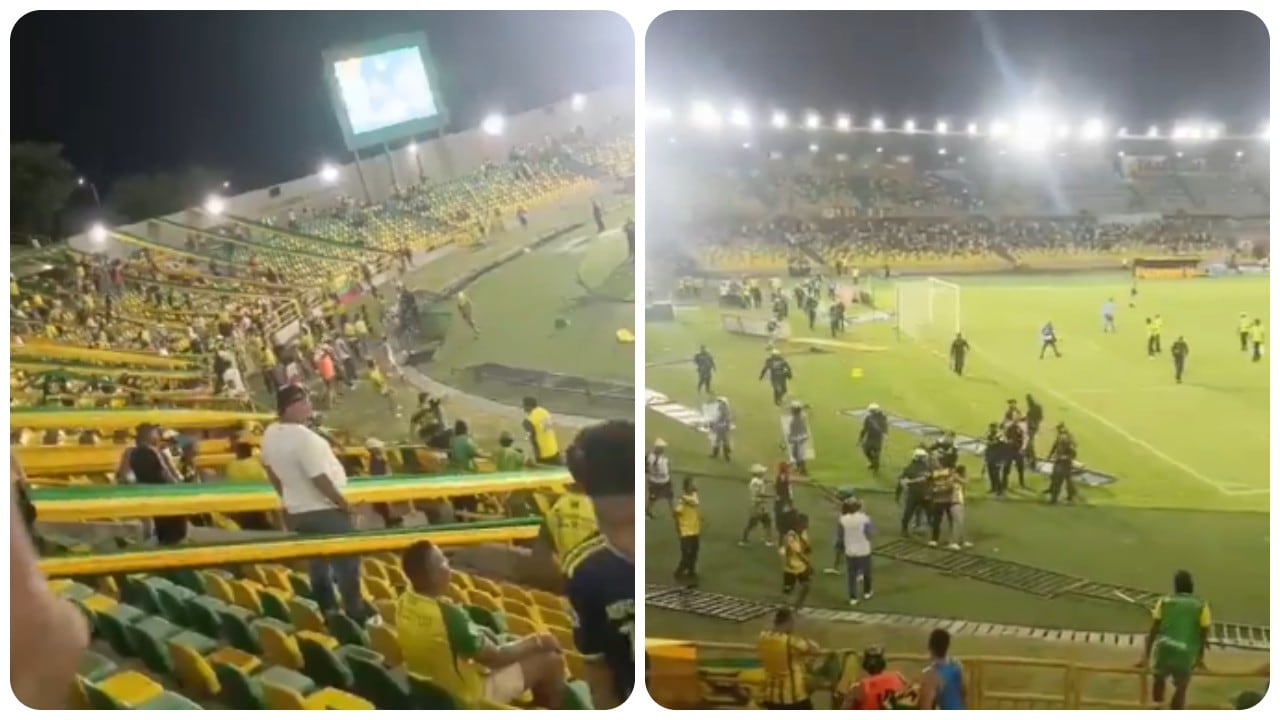 Hinchas de Real Cartagena invadieron el terreno de juego durante el partido contra Boca Juniors de Cali.