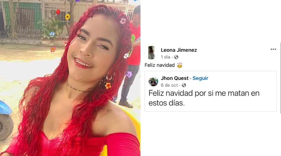 Yuleisi Briyith Jiménez Vásquez y su publicación en Facebook.