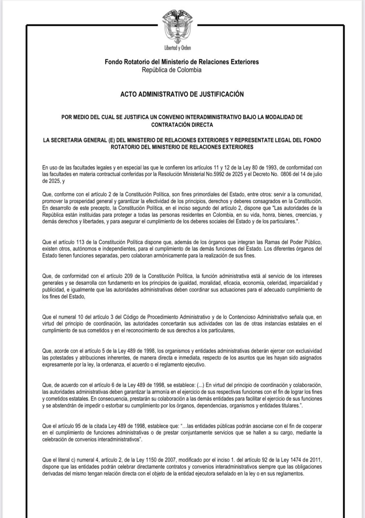 Justificación del convenio suscrito.