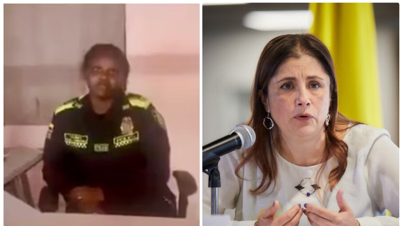 La ptrullera Winny Saray Córdoba y la defensora del pueblo, Iris Marín.