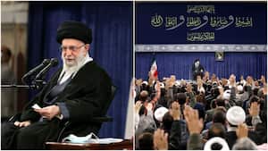 El líder supremo de Irán; el ayatolá, Ali Jamenei, asiste a una reunión con un grupo de personas y clérigos el 9 de enero de 2023.