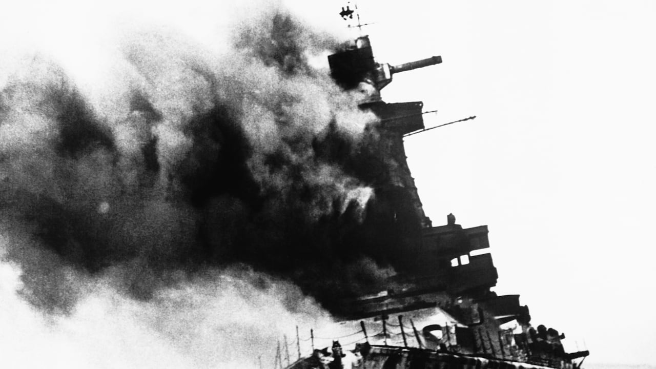 The scuttling of the German warship Admiral Graf Spee off Montevideo, Uruguay | Location: Near Montevideo, Uruguay. (Photo by © CORBIS/Corbis via Getty Images)
