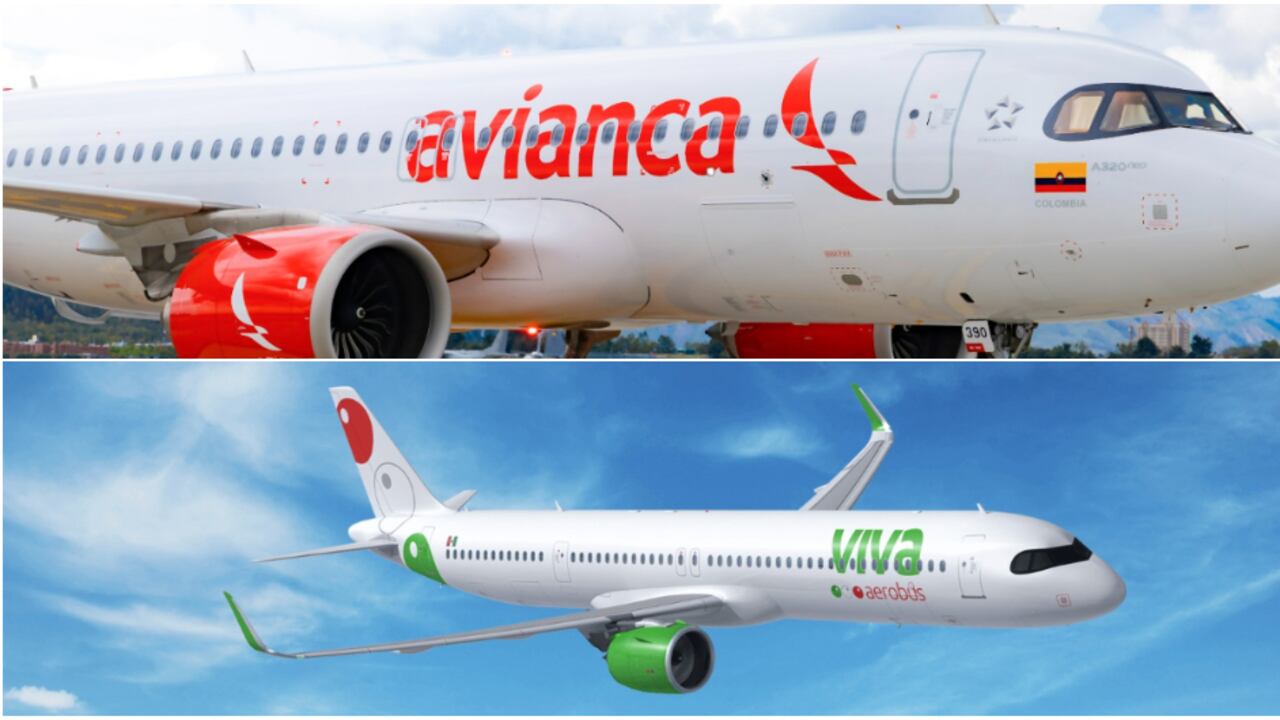 Aeronaves de Avianca y Viva Aerobus, respectivamente